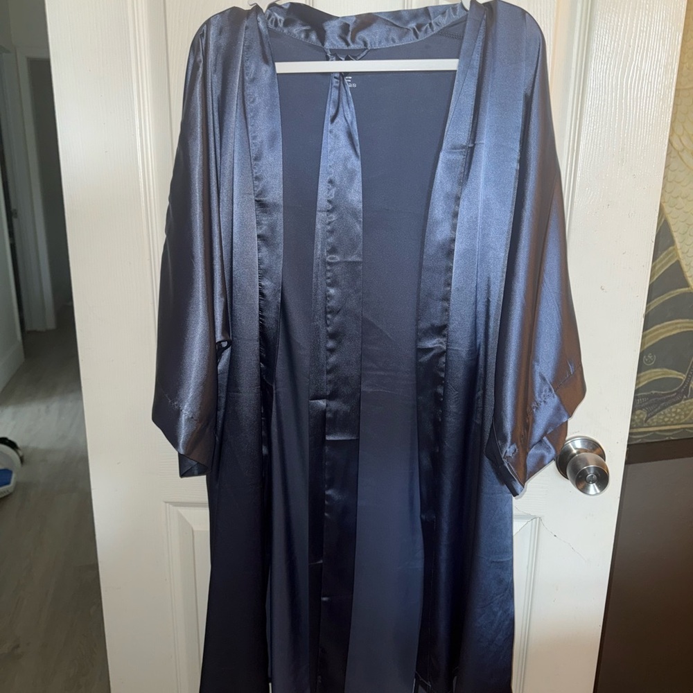 Blue Satin Bridesmaid Robe